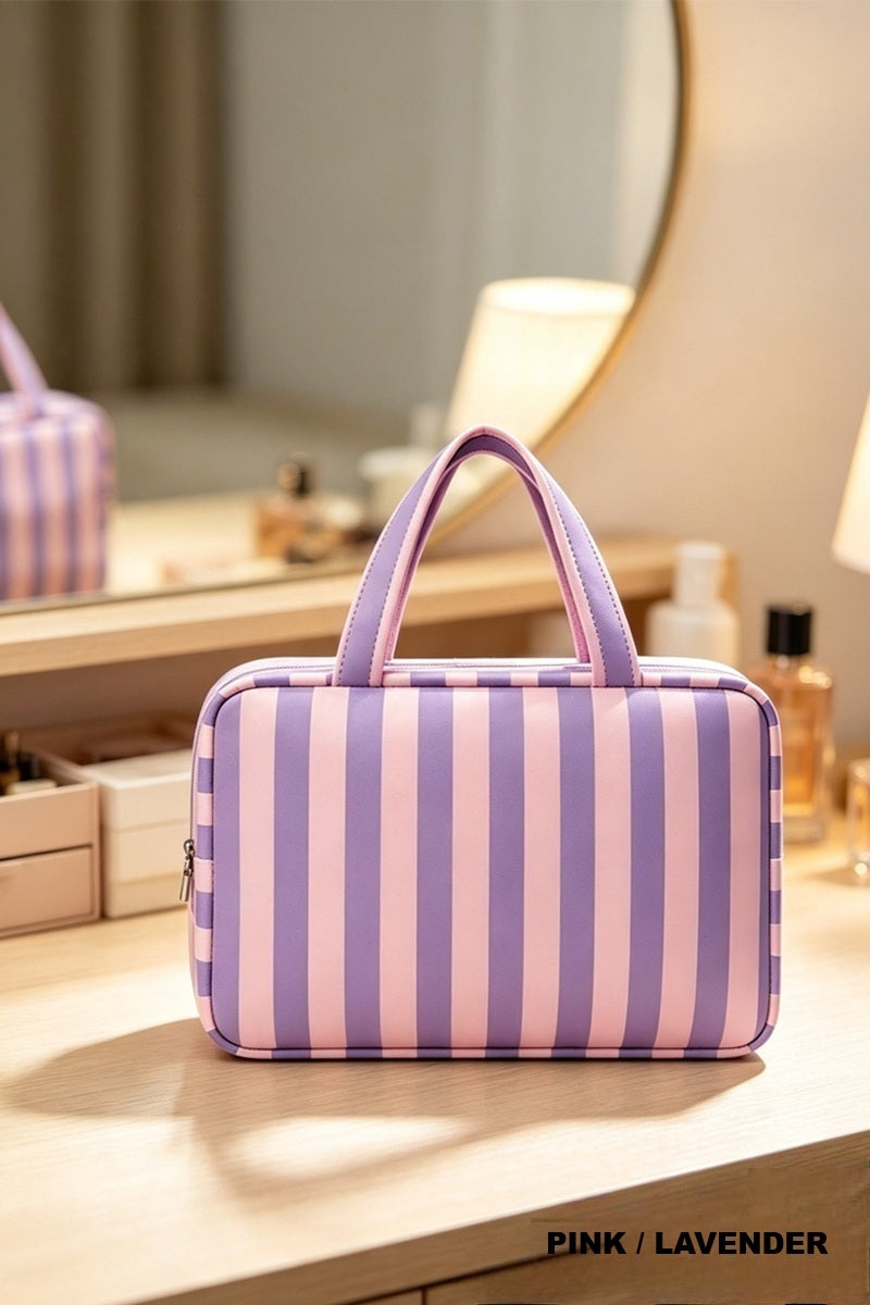 Striped Foldable Hanging Toiletry Bag