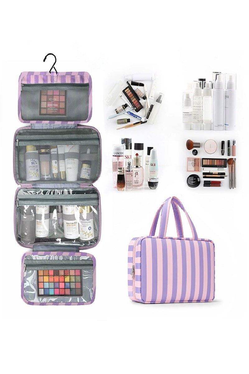 Striped Foldable Hanging Toiletry Bag