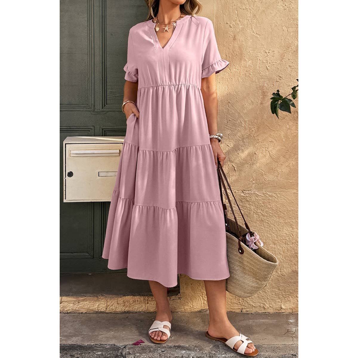 Dusty Rose Midi Dress