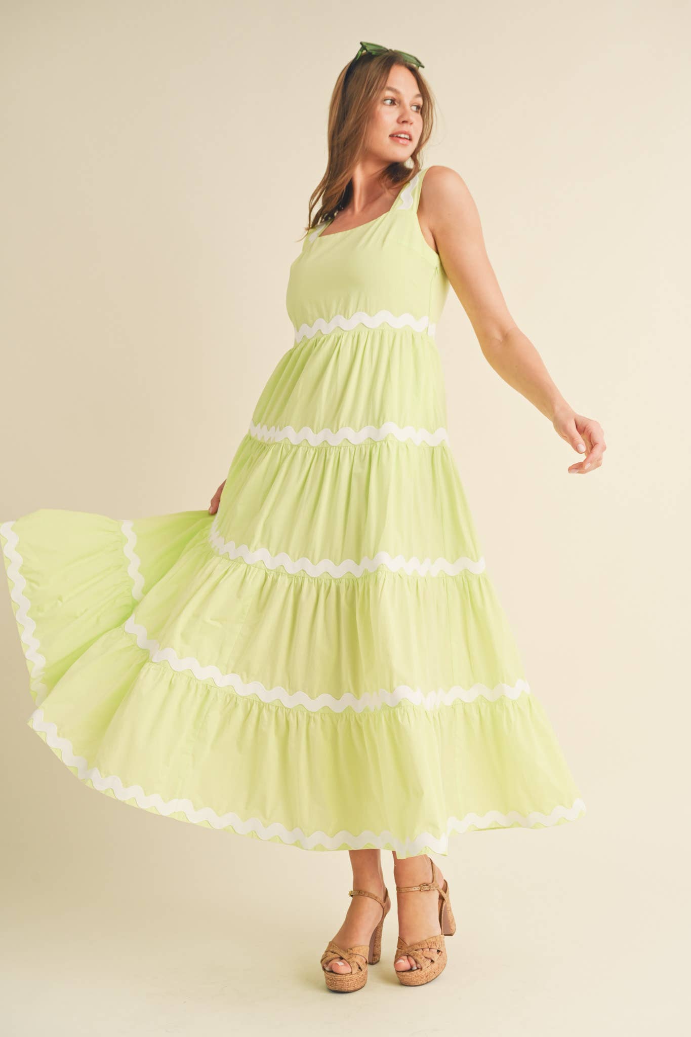 Ric Rac Trim Midi Dress