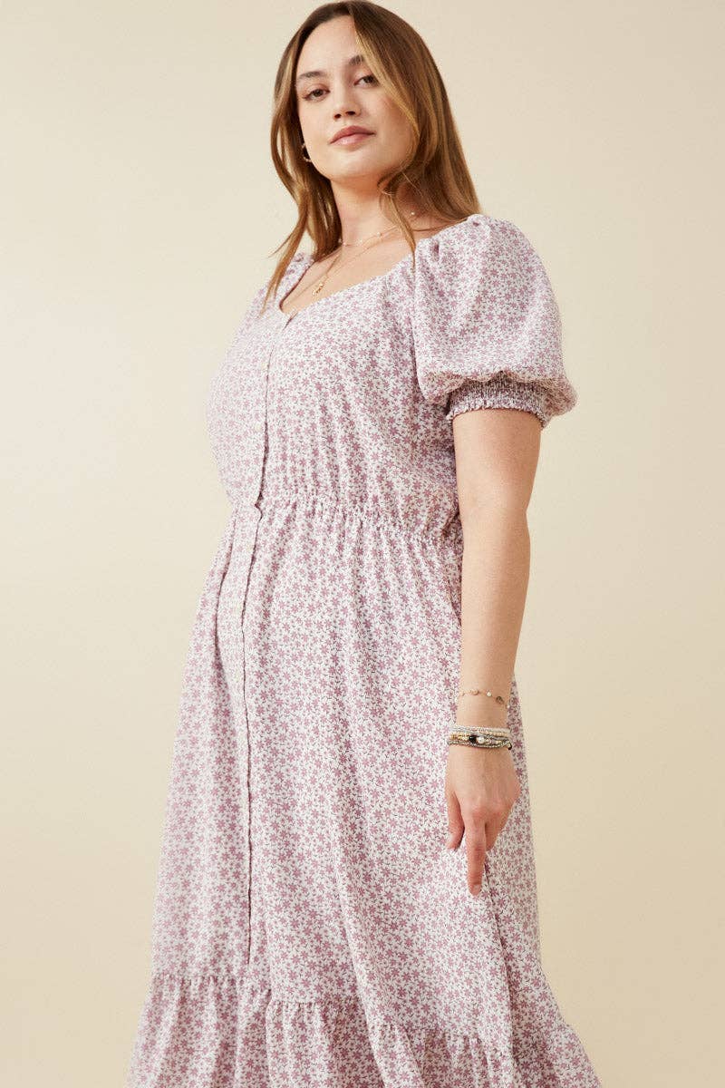 Lavender Floral Midi Dress