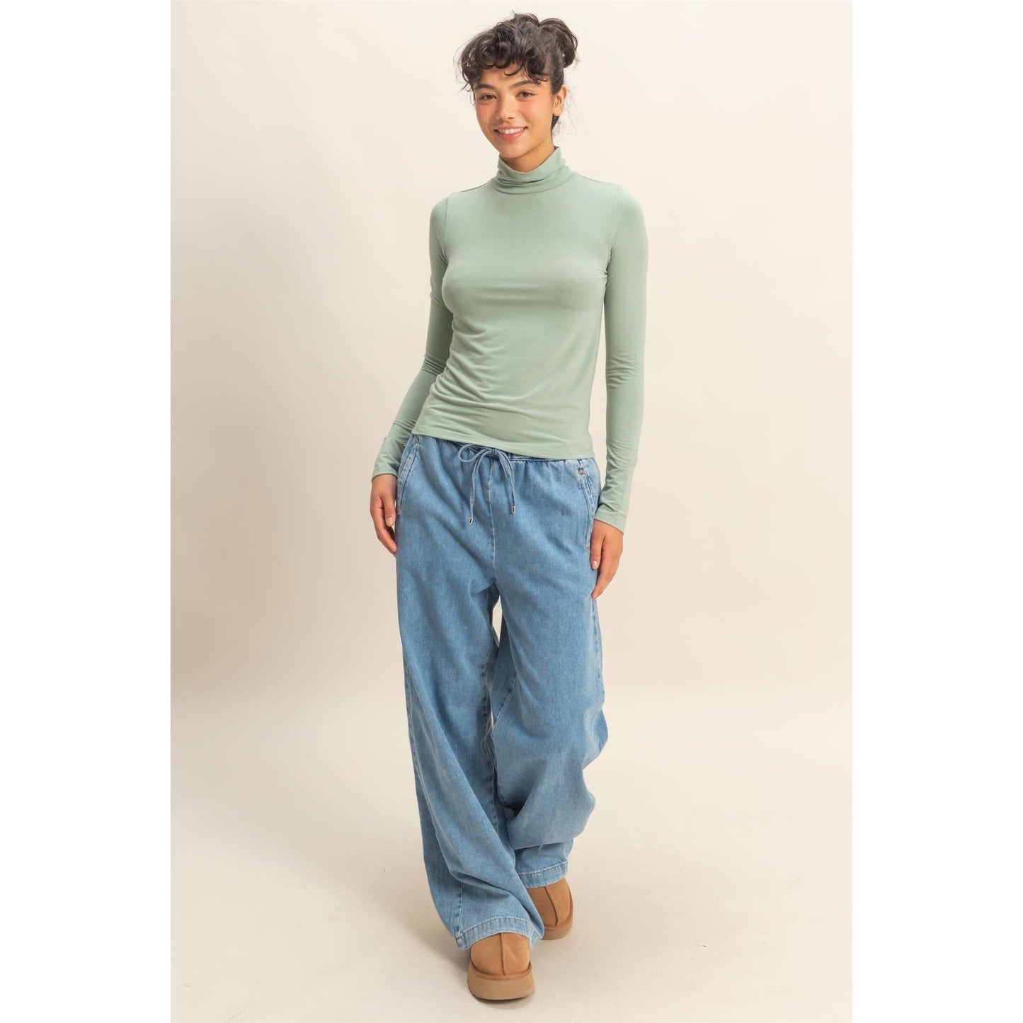 Turtleneck Long Sleeve Fitted Top