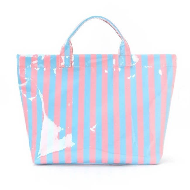 Striped Vinyl Tote Bag