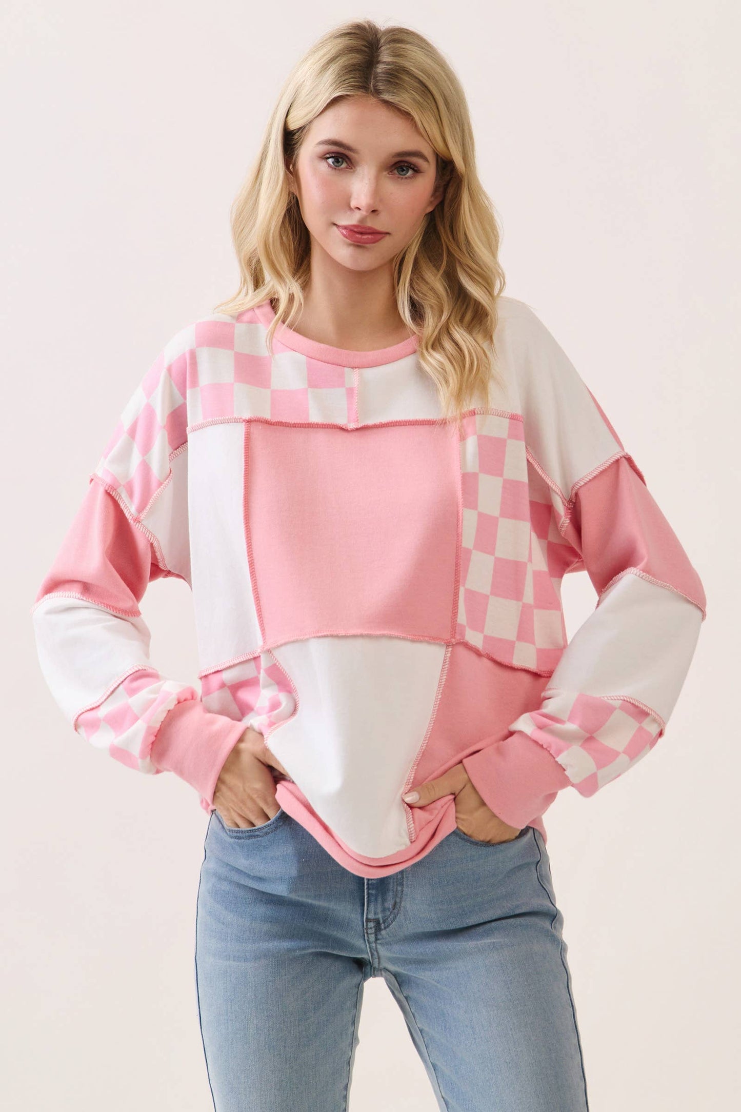 Pink Checker Pullover