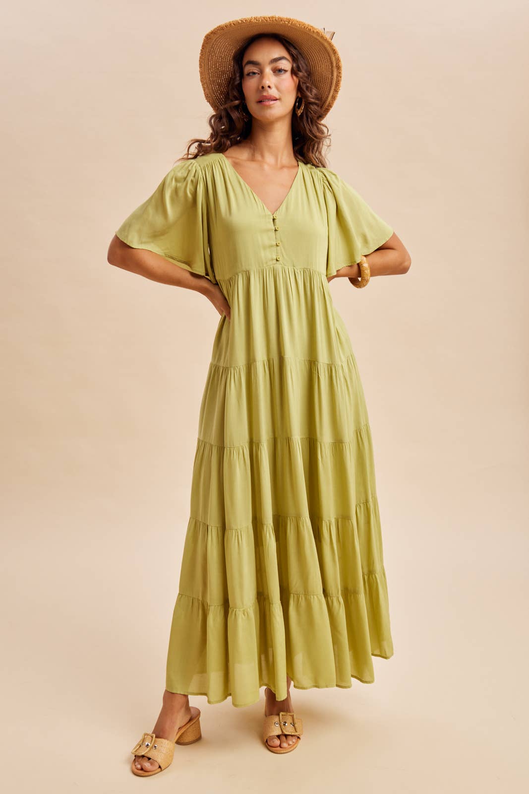 Apricot Flowy Maxi Dress