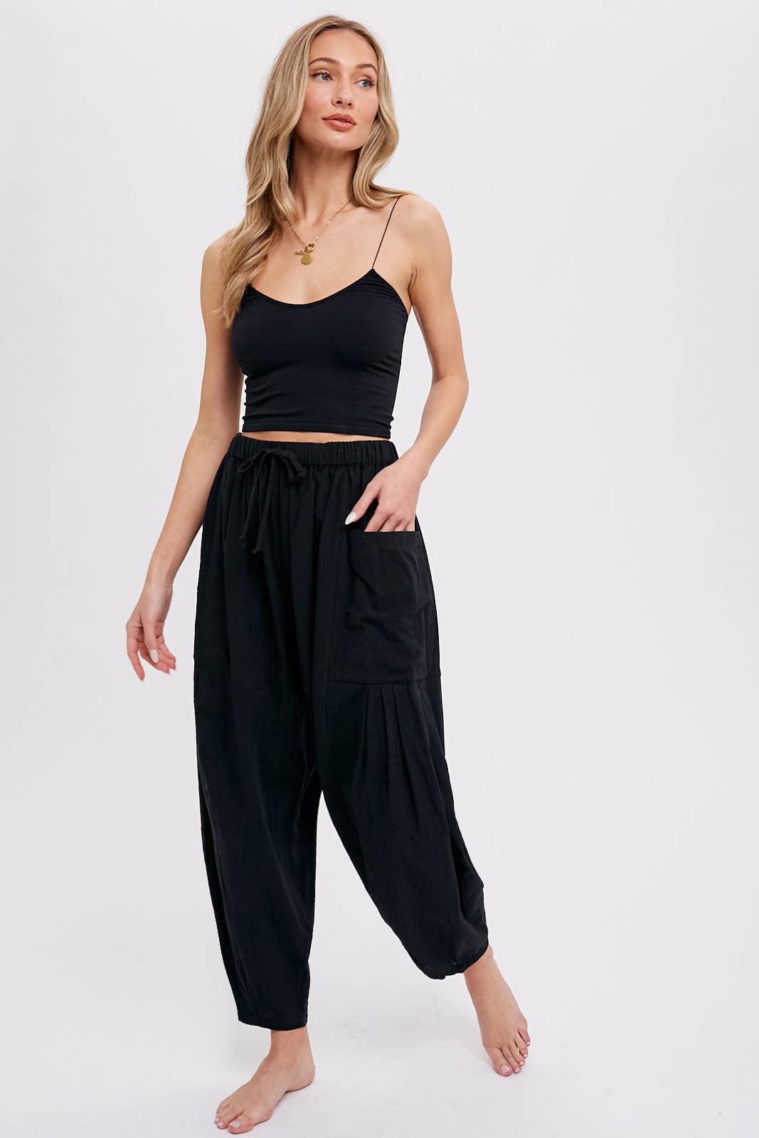 Linen Blend Wide Leg Pants