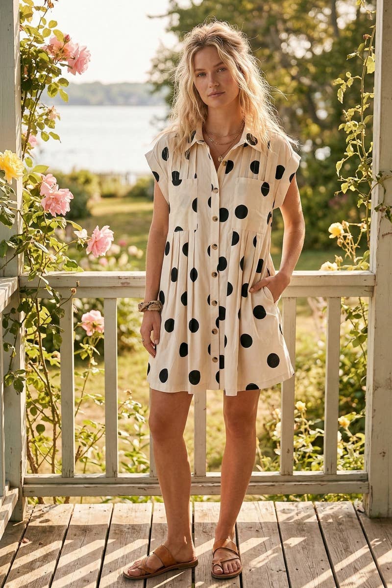 Polka Dot Poplin Mini Dress