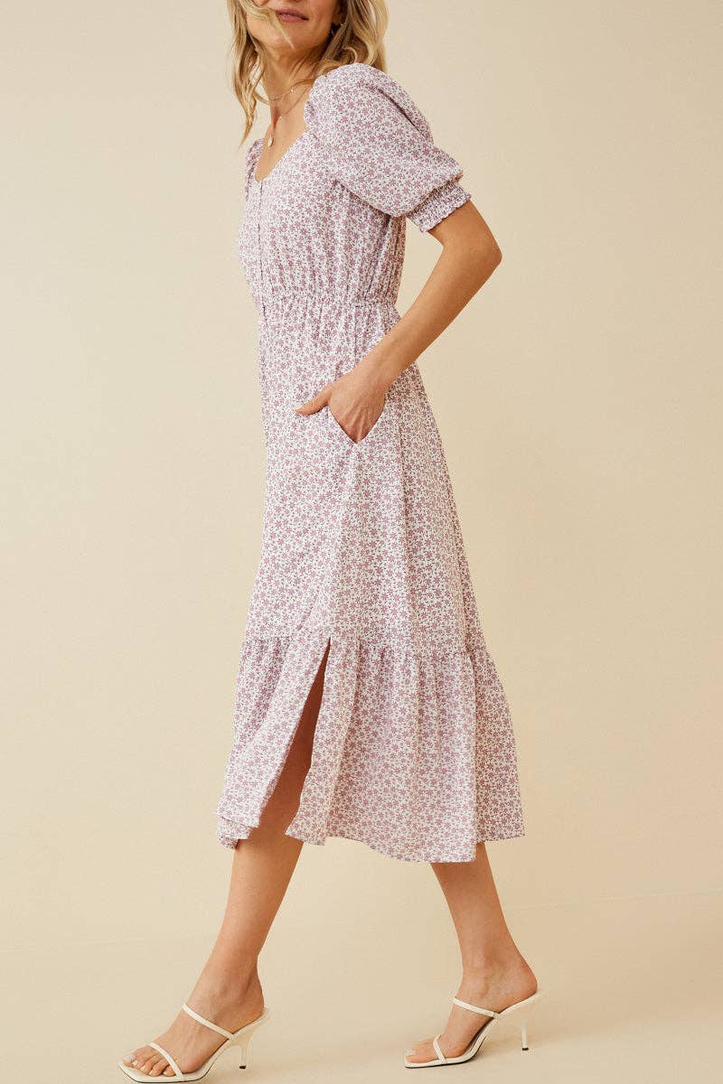 Lavender Floral Midi Dress