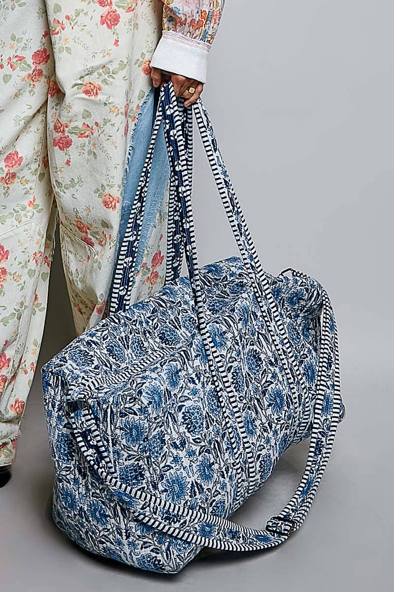 Front Pocket Quilted Adjustable Strap Duffel Bag
