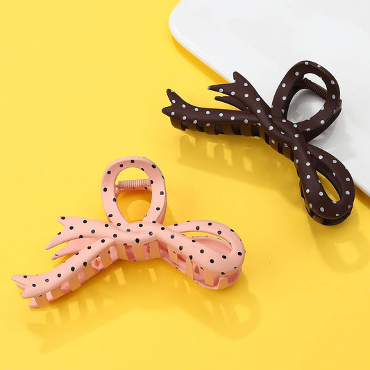 Polka Dot Bow Hair Claw Clip