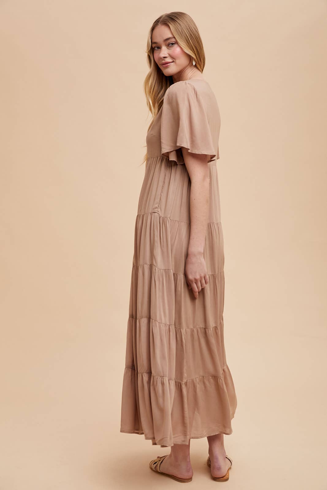 Apricot Flowy Maxi Dress