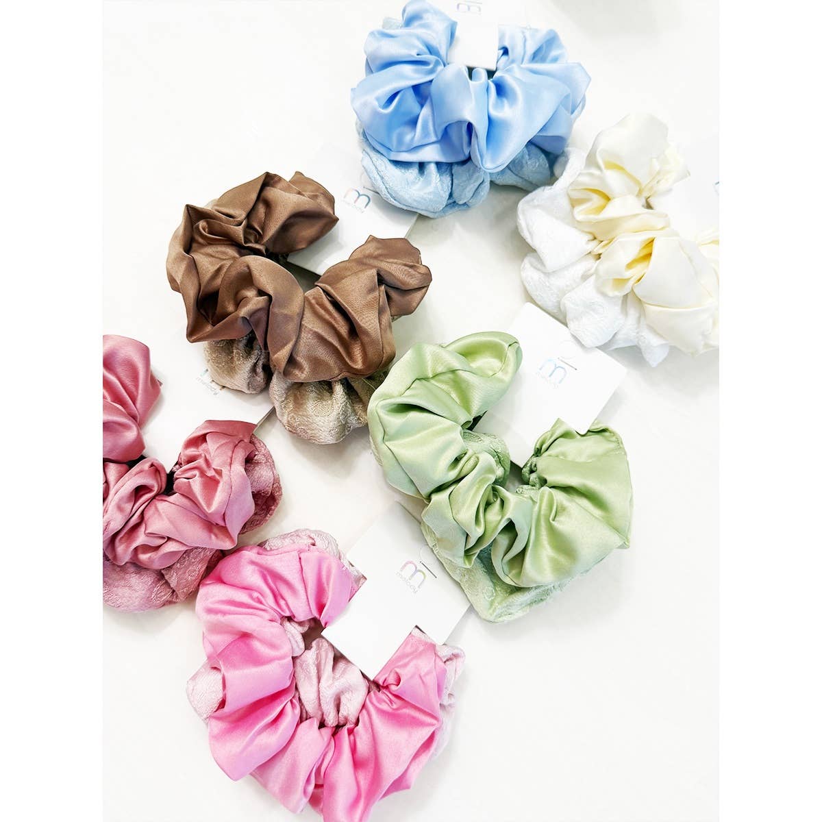 Duo Satin and Textured Scrunchie Set