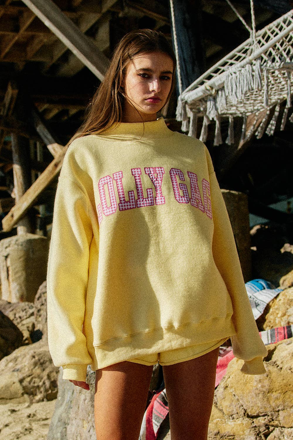 Dilly Dally / Lolly Gag Reversible Mock Neck Sweatshirt