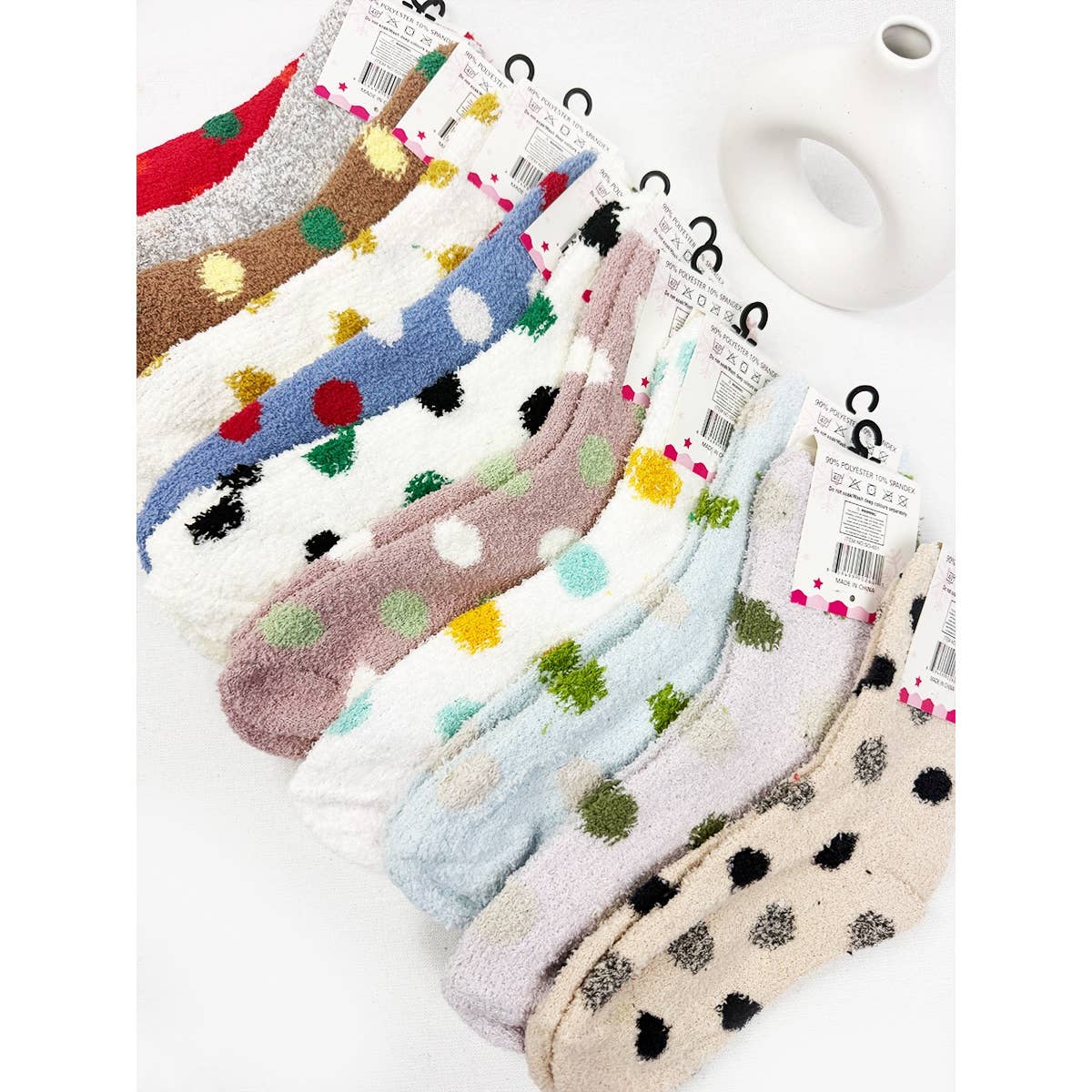 Polka Dot Fuzzy Socks