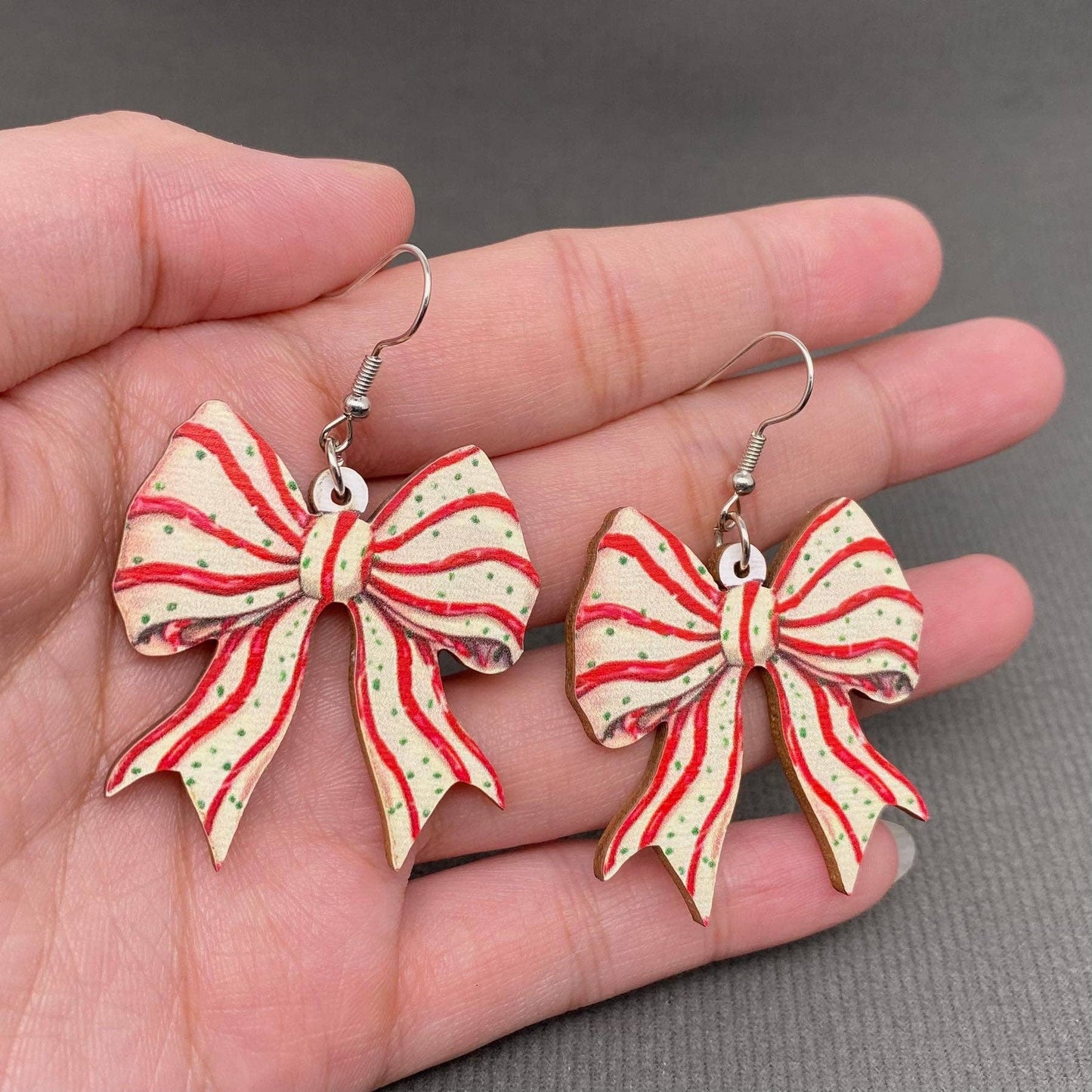 Christmas Bow Wooden Earrings