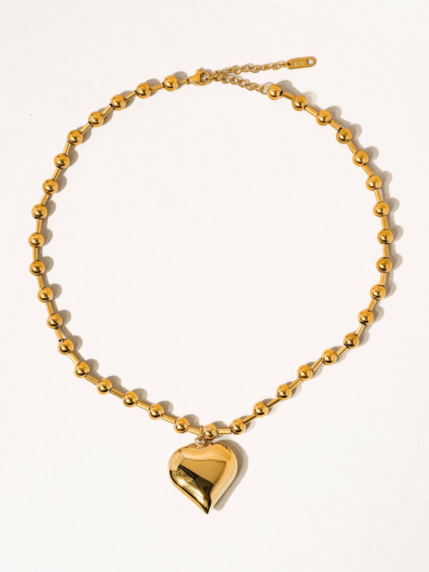 Paris 18K Gold Non-Tarnish Large Heart Chain Necklace: Yellow Gold / Link Chain