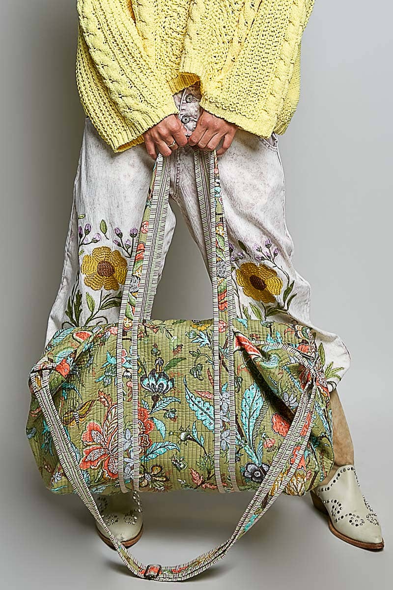 Front Pocket Quilted Adjustable Strap Duffel Bag
