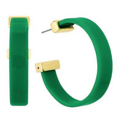 Green Acrylic Hoop 2" Earring