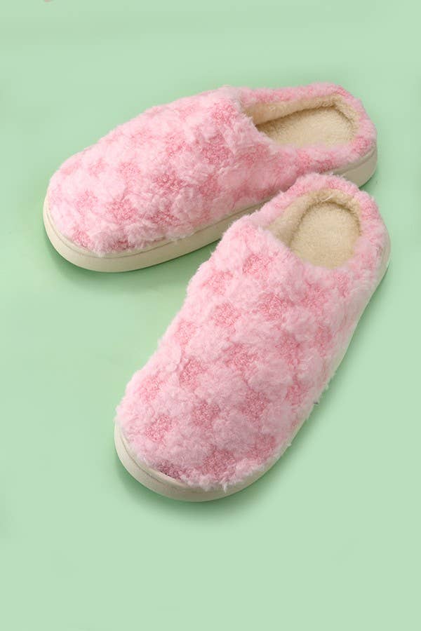 Plush Checker Slippers