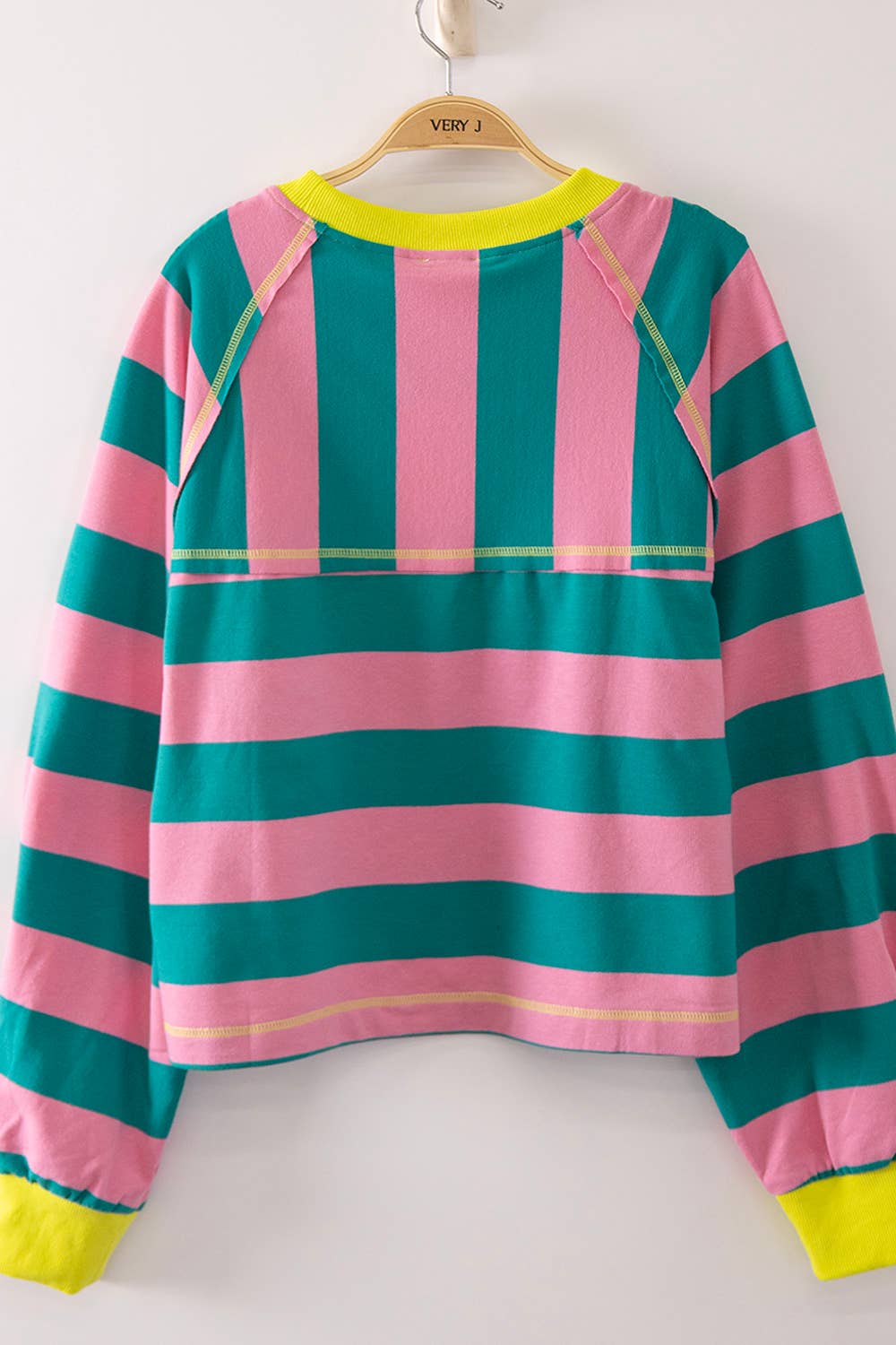 Striped Detail Cropped Long Sleeve Top