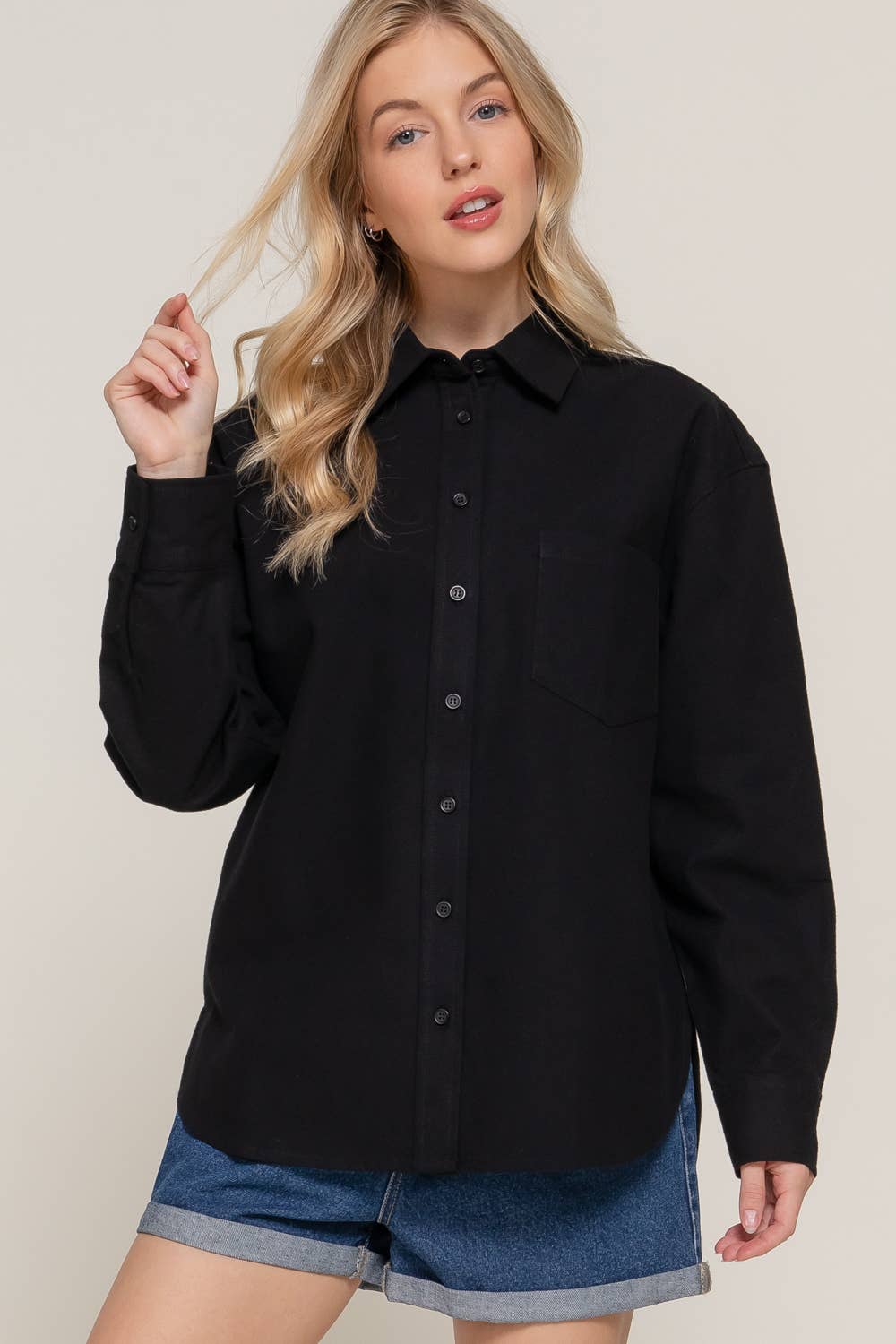 Relaxed Cotton Button Up Shirt