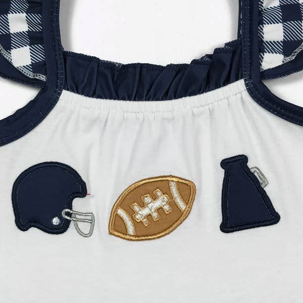 Team Spirit Baby Romper-Football Navy Embroidery