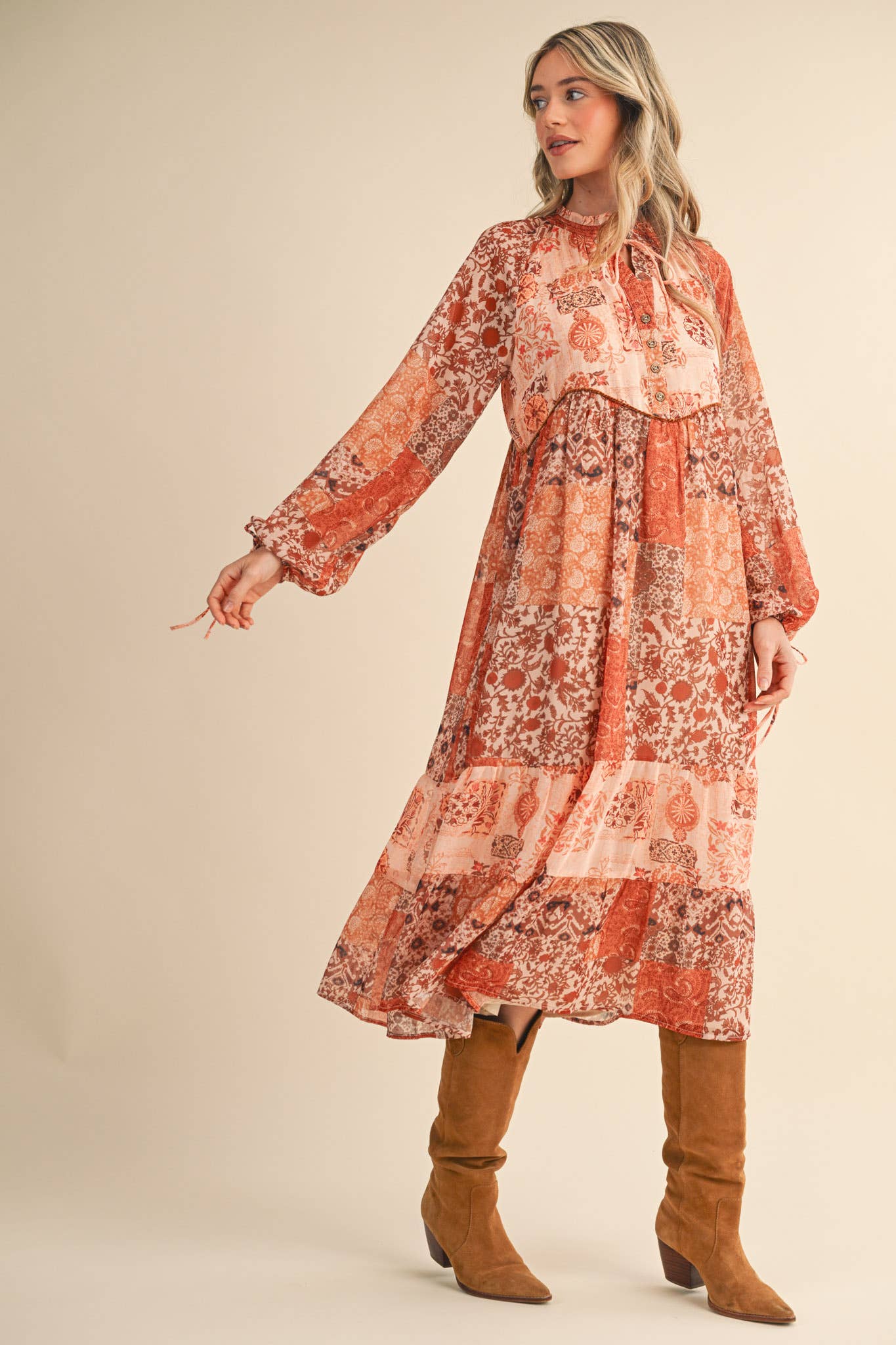 Patchwork Midi Dress