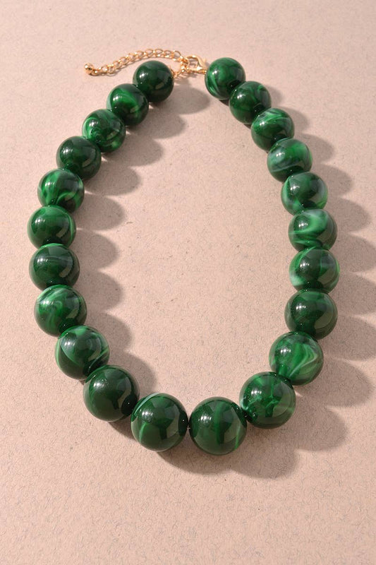 Marbled Round Beaded Statement Necklace