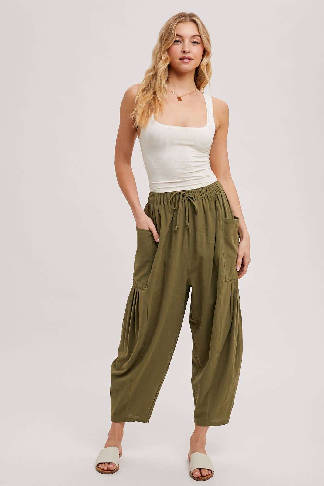 Linen Blend Wide Leg Pants