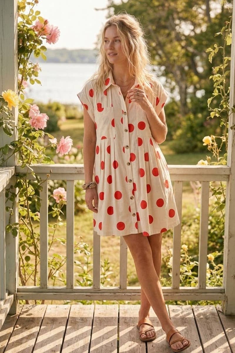 Polka Dot Poplin Mini Dress