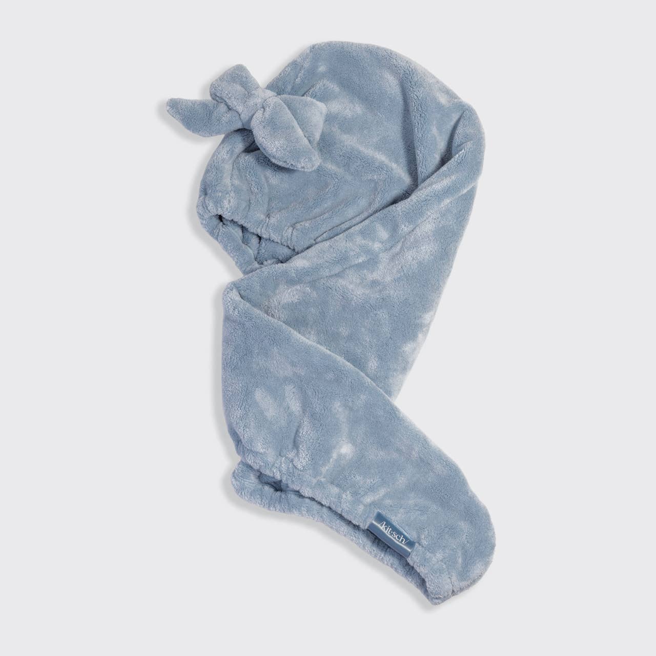 Plush Microfiber Hair Towel Turban with Bow - Coastal Blue