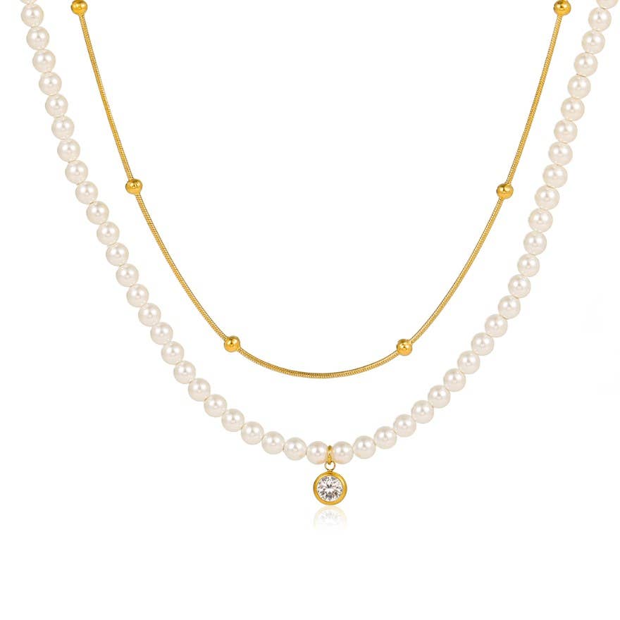 18K Pearl Chain Layer Necklace
