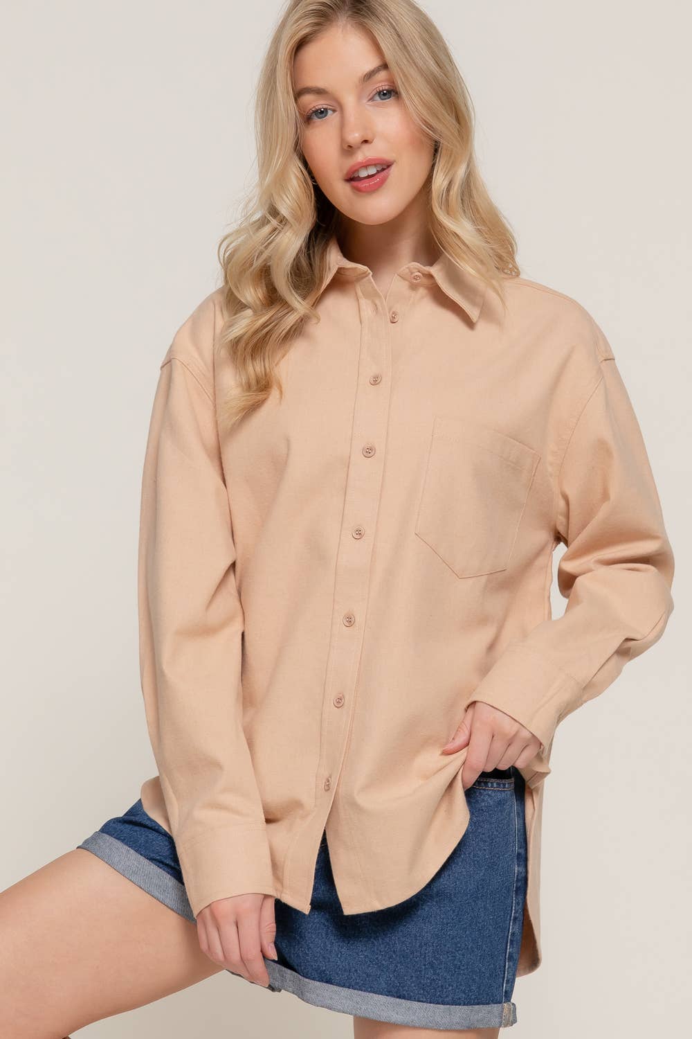 Relaxed Cotton Button Up Shirt