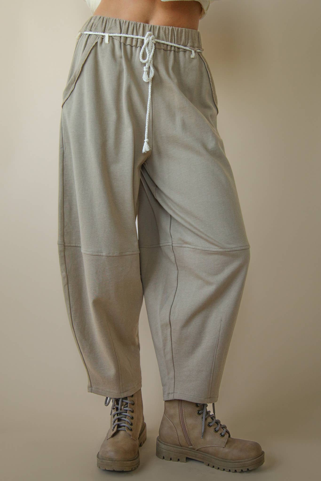 Braid Waist Strip Barrel Pants