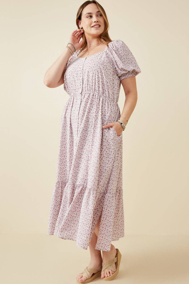 Lavender Floral Midi Dress