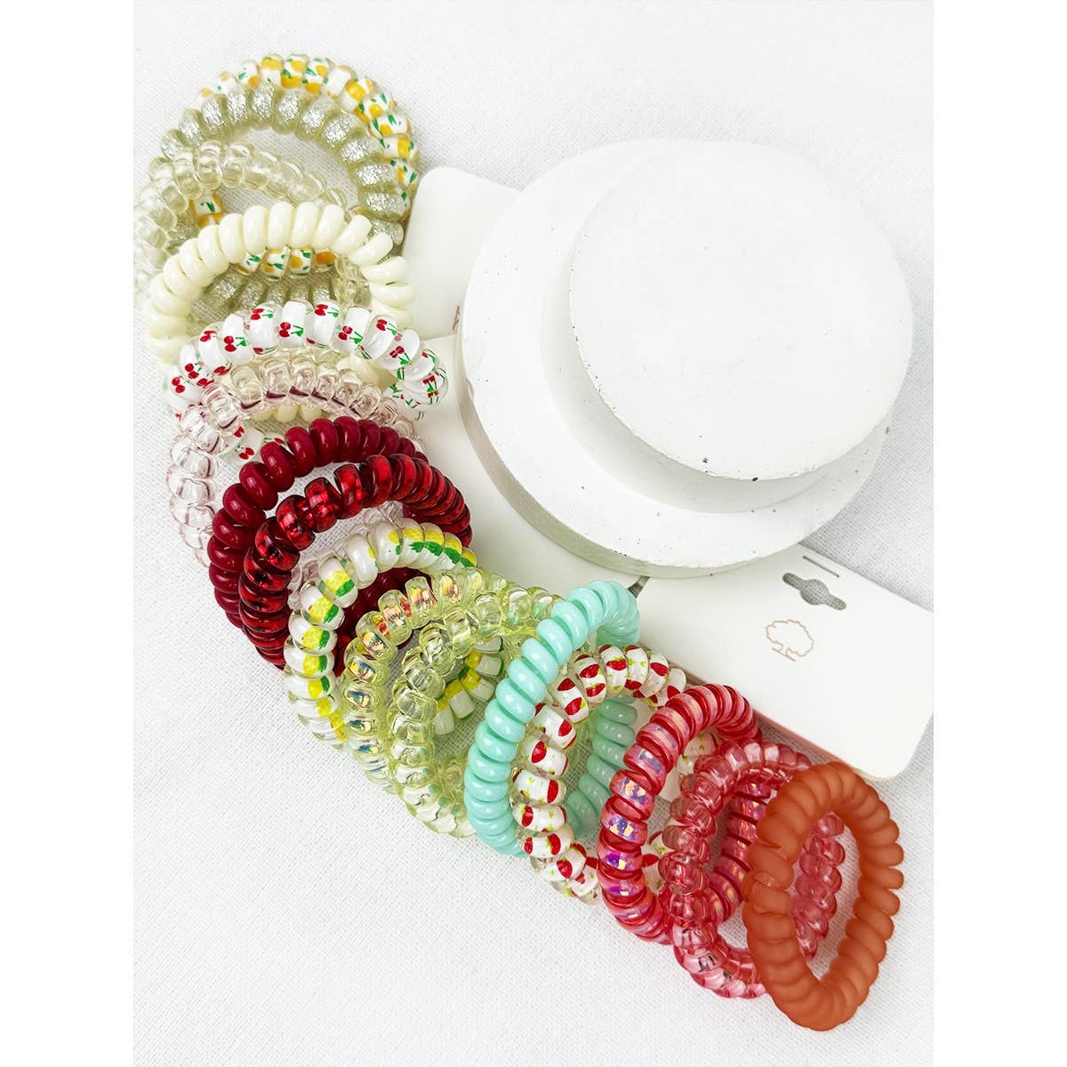 Fruit Print and mixed Shades Spiral Hair Ties