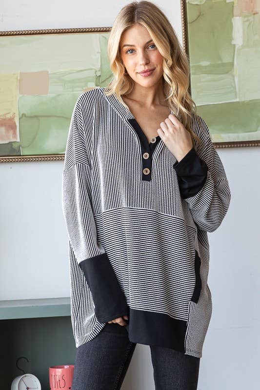 Black & White Stripe Hoodie