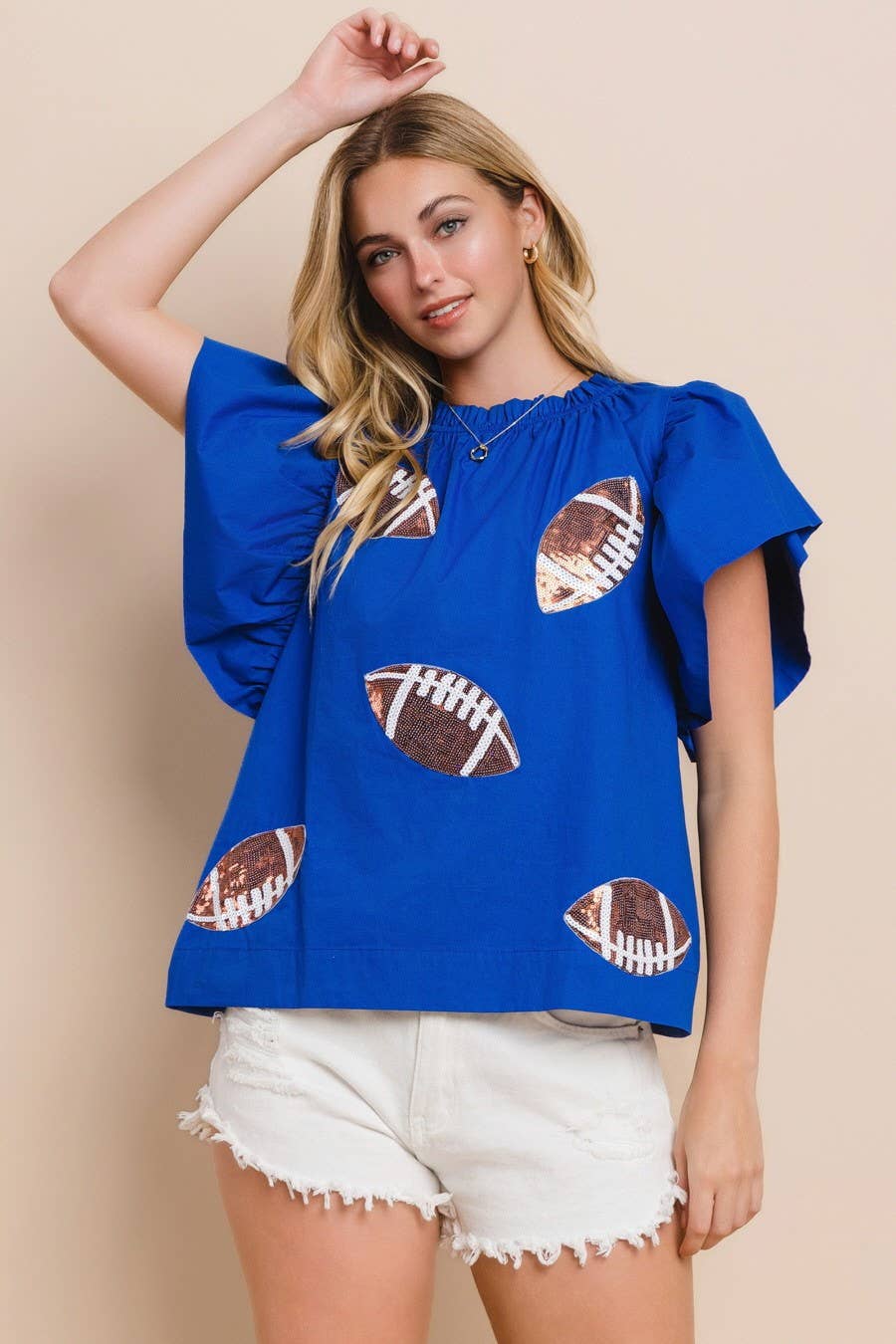 Football Sequin Patch Blouse