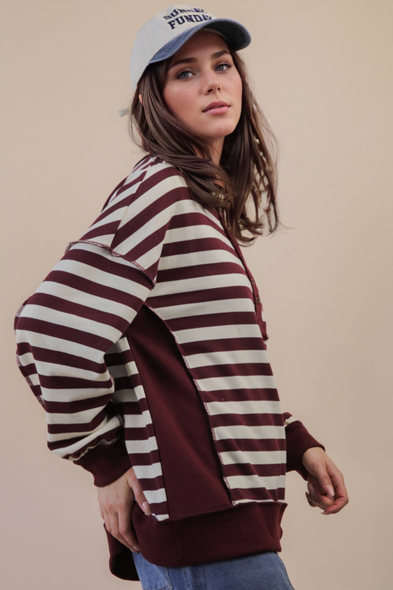 Oversized Striped Rugby Top
