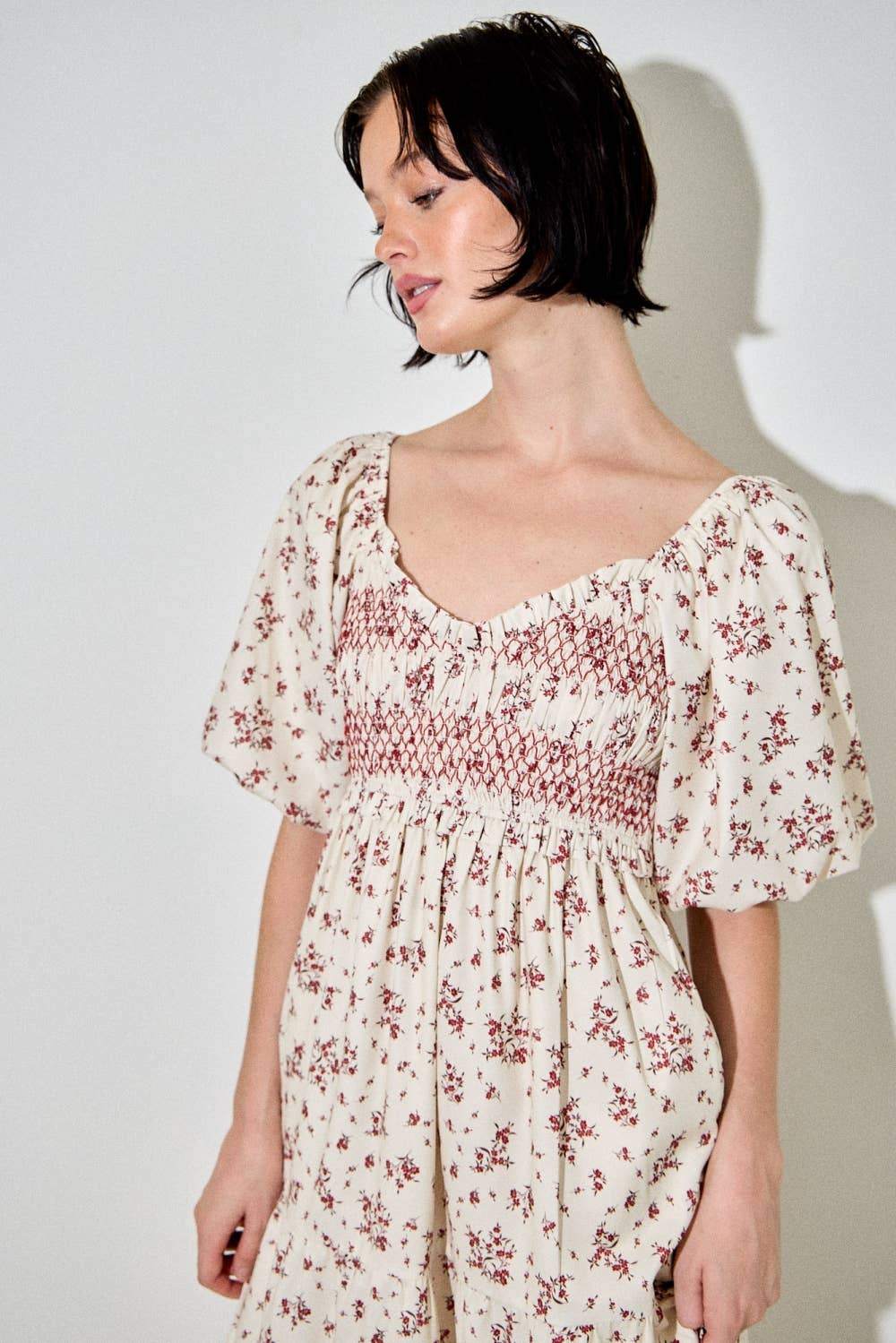 Floral Smocked Detail Maxi Dress