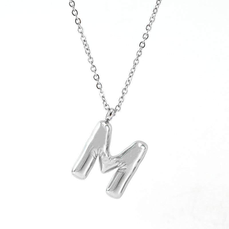 Silver Bubble Initial Necklace