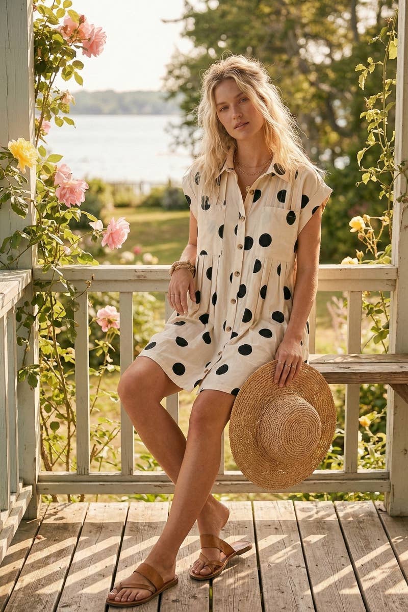 Polka Dot Poplin Mini Dress