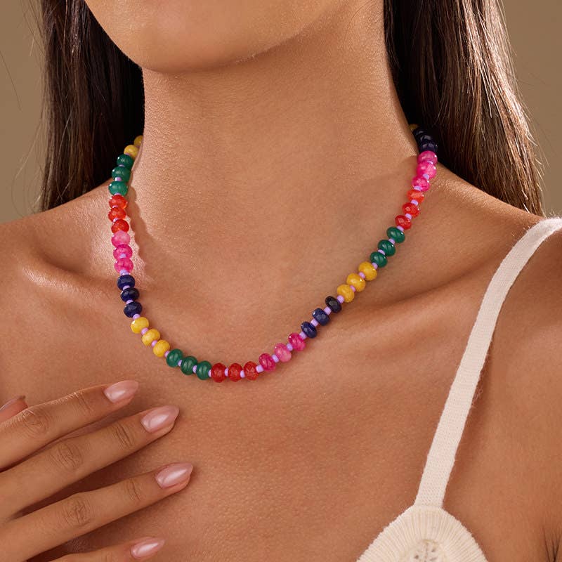 Stone Glass Bead Necklace
