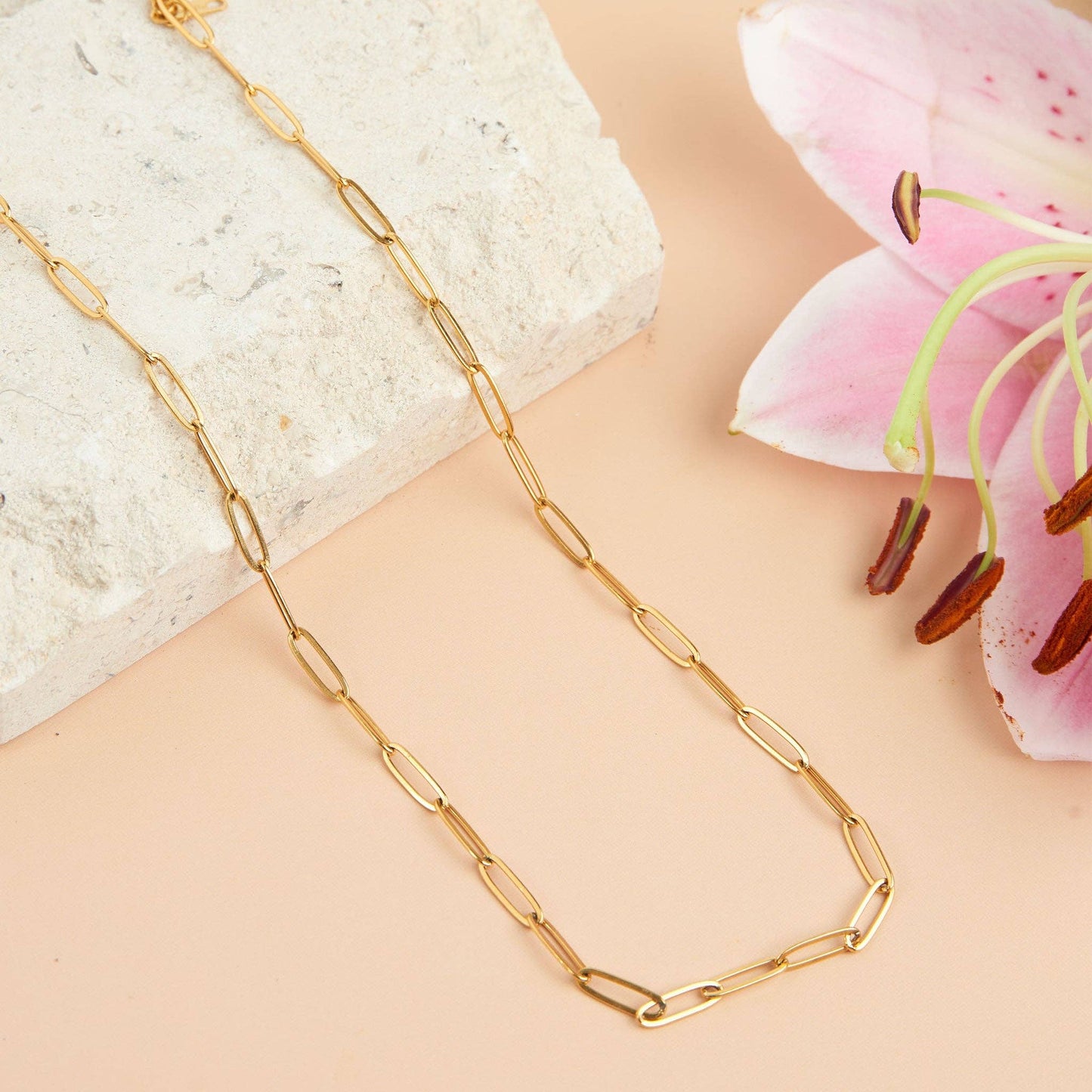 Waterproof Necklace Narelle 18" Paperclip Chain Jewelry