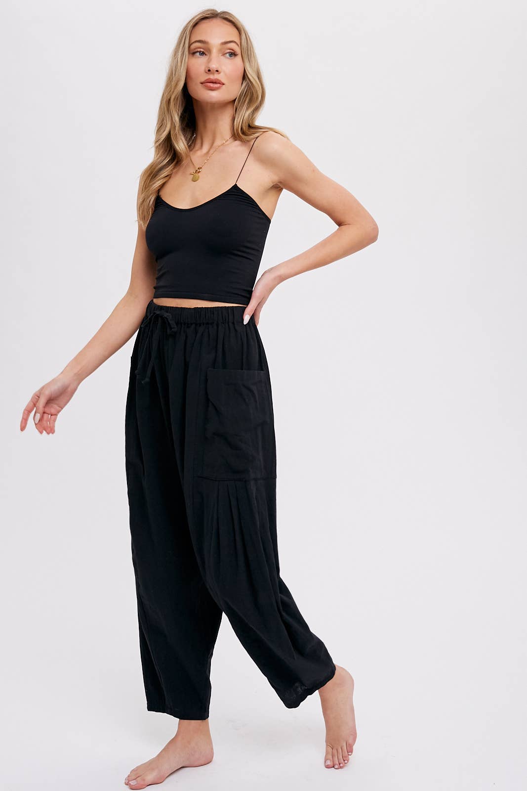 Linen Blend Wide Leg Pants