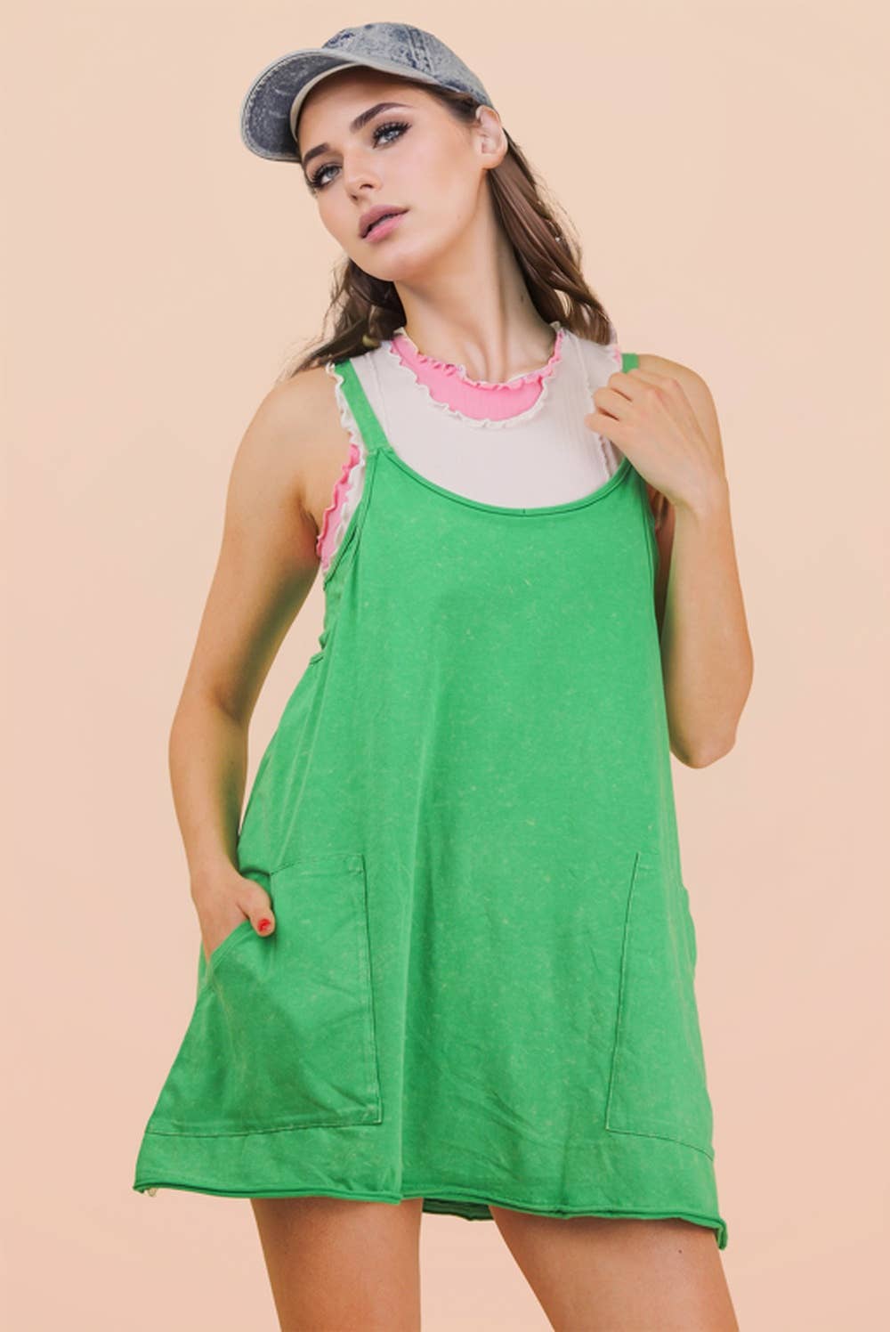 Mineral Washed Dress with Shorts Inside 