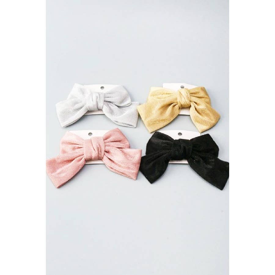 Metallic Mesh Bow Clips