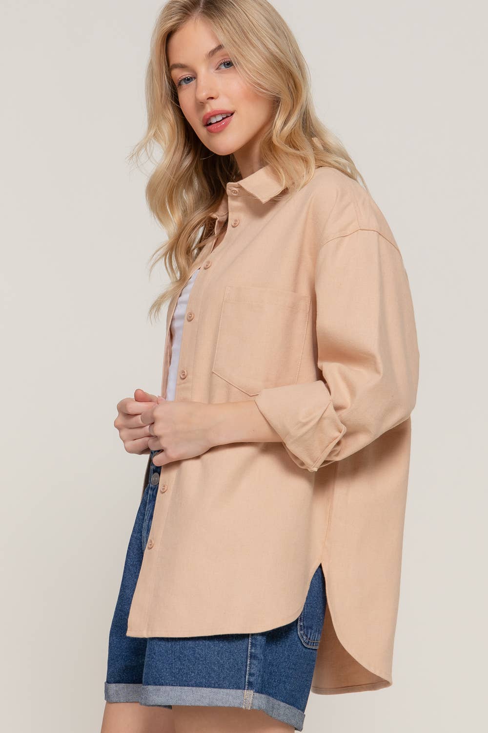 Relaxed Cotton Button Up Shirt