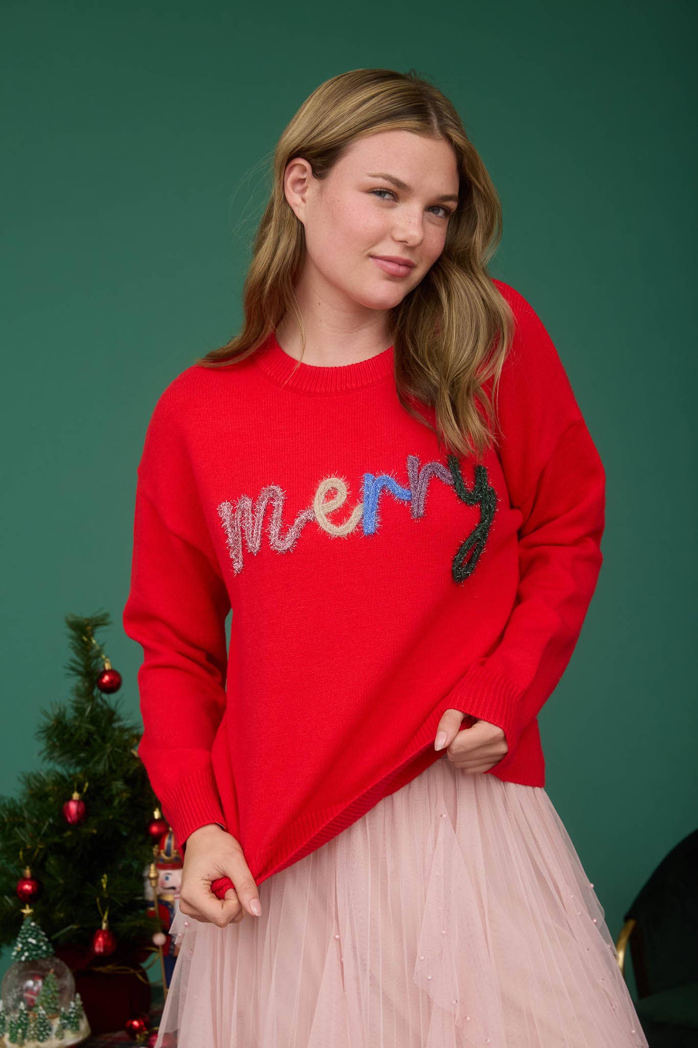 Trimmed In Tinsel Merry Sweater