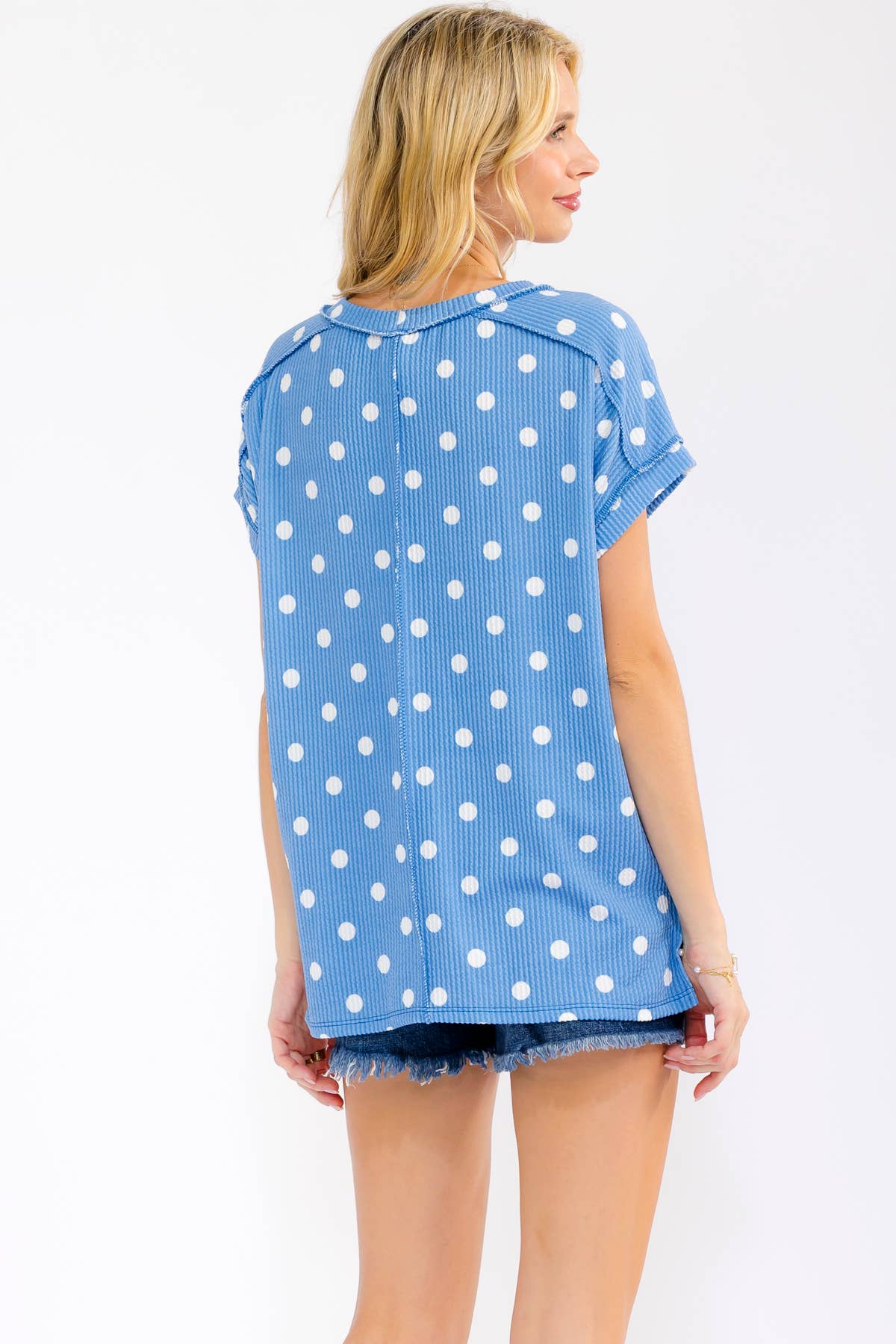 Polka Dot Ribbed Top